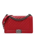 Lambskin Quilted New Medium Boy Flap Red