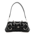 Nappa Vertical Matelasse Small Maxi Horsebit Chain Shoulder Bag Black
