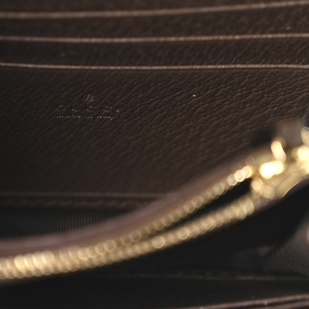 GG Supreme Monogram Textured Dollar Calfskin Blondie Chain Wallet Beige Ebony New Acero