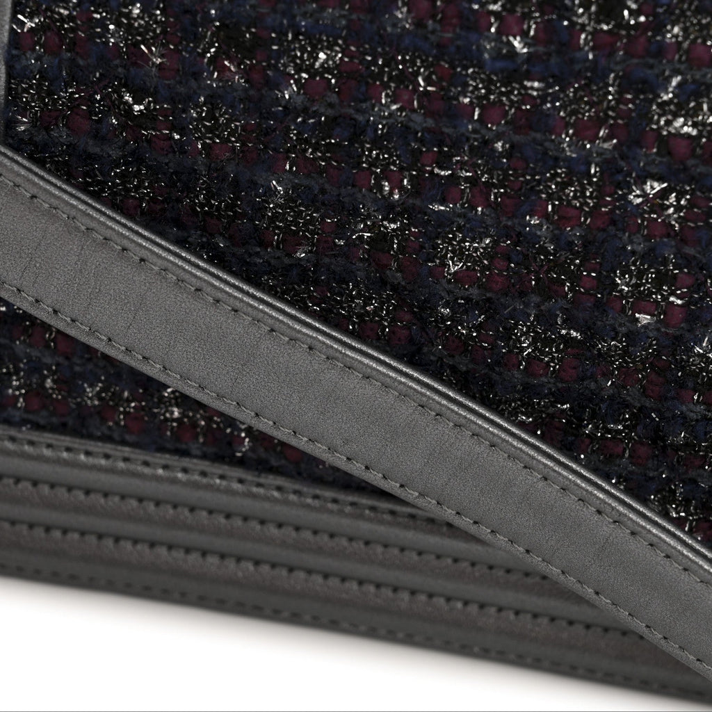 Tweed Metallic Lambskin Medium Boy Flap Silver
