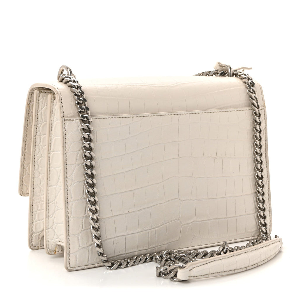 Calfskin Crocodile Embossed Medium Monogram Sunset Blanc Vintage