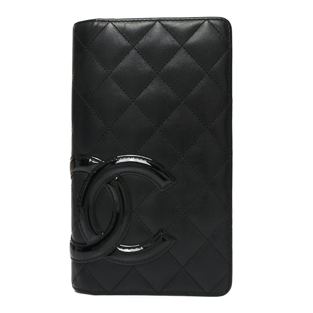 Calfskin Quilted Cambon Yen Wallet Black