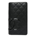 Calfskin Quilted Cambon Yen Wallet Black