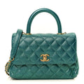 Metallic Caviar Quilted Mini Coco Handle Flap Blue