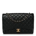 Caviar Quilted Maxi Double Flap Black
