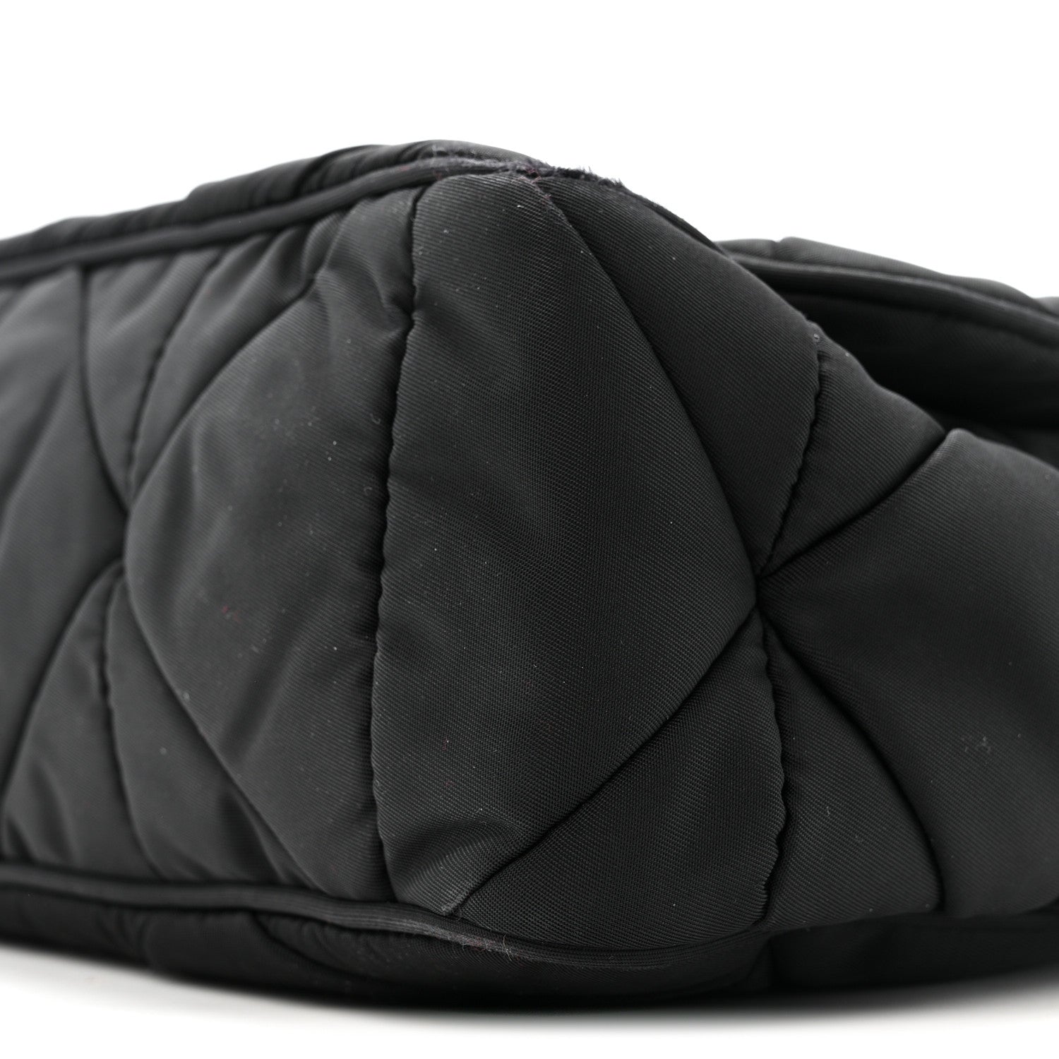 Re-Nylon Quilted Padded Flap Shoulder Bag Black