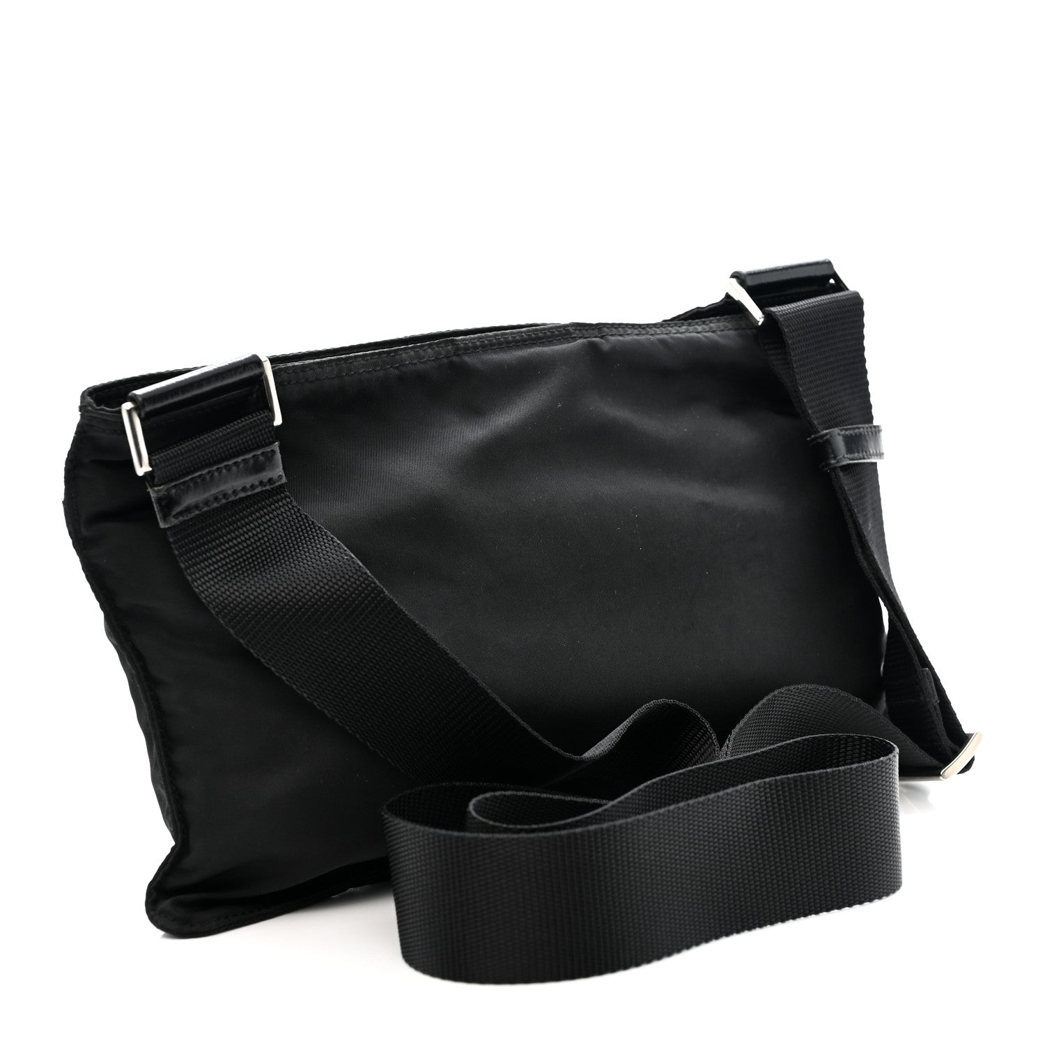 Tessuto Nylon Flat Messenger Bag Black