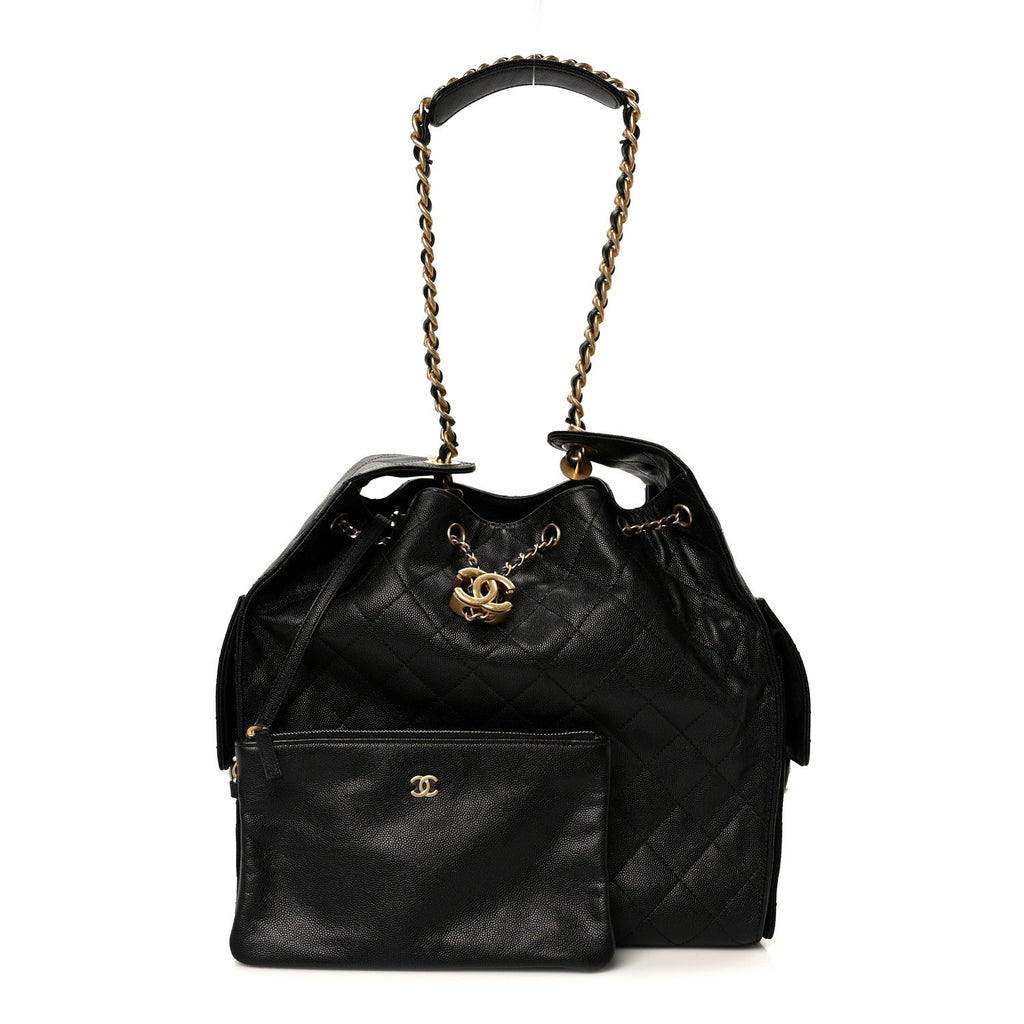 Caviar Quilted Medium Chanel 25 Handbag Black