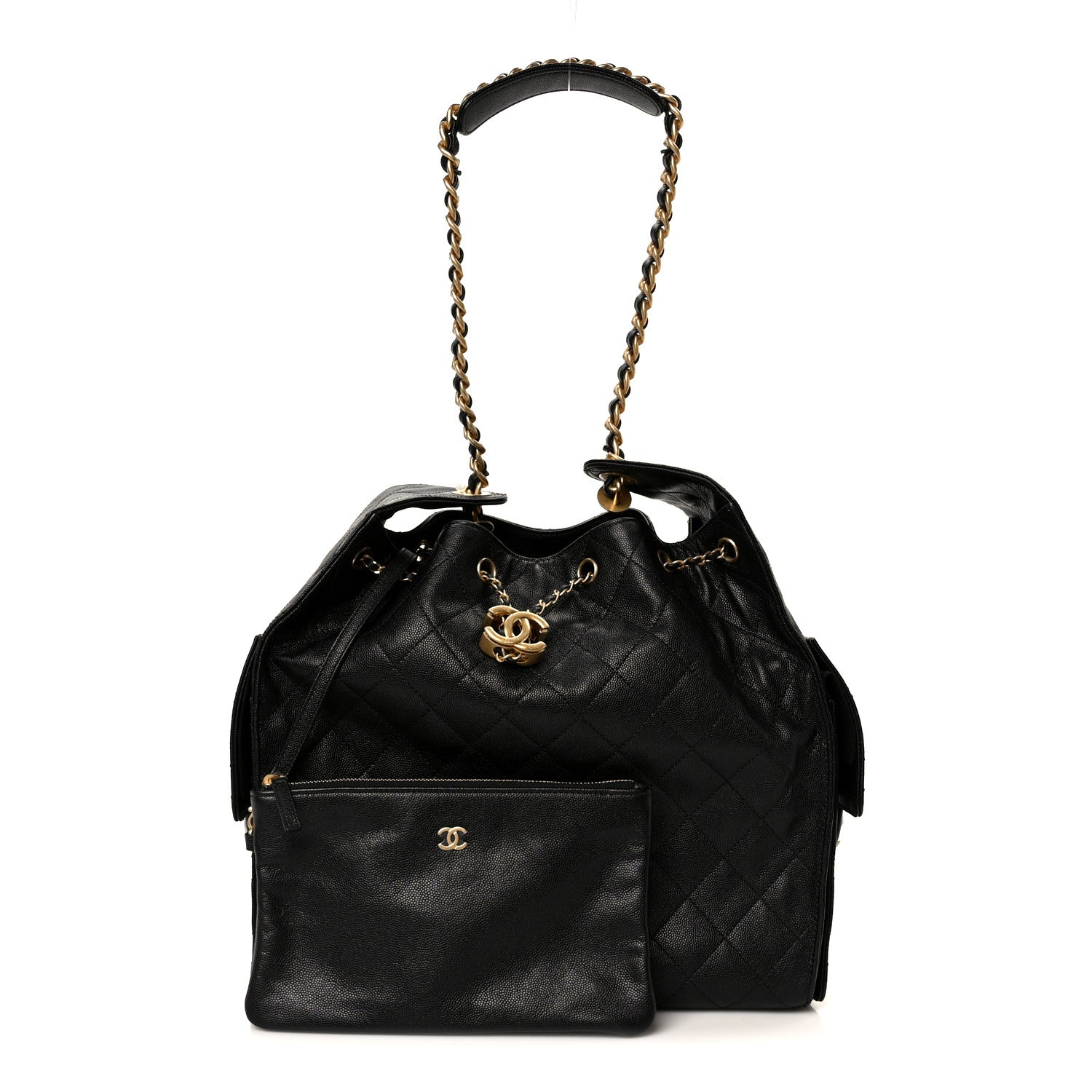 Caviar Quilted Medium Chanel 25 Handbag Black