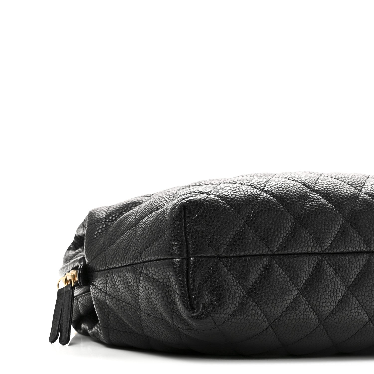 Shiny Caviar Quilted Large Bowling Bag Black