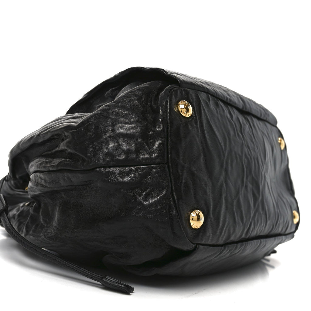 Nappa Antique Drawstring Tote Black