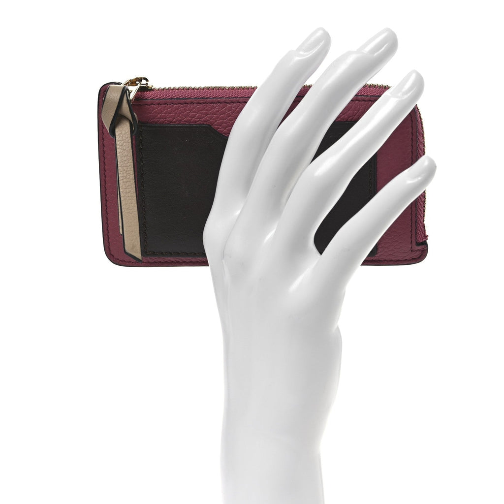 Soft Grained Calfskin Coin  Holder Plumrose Ebony