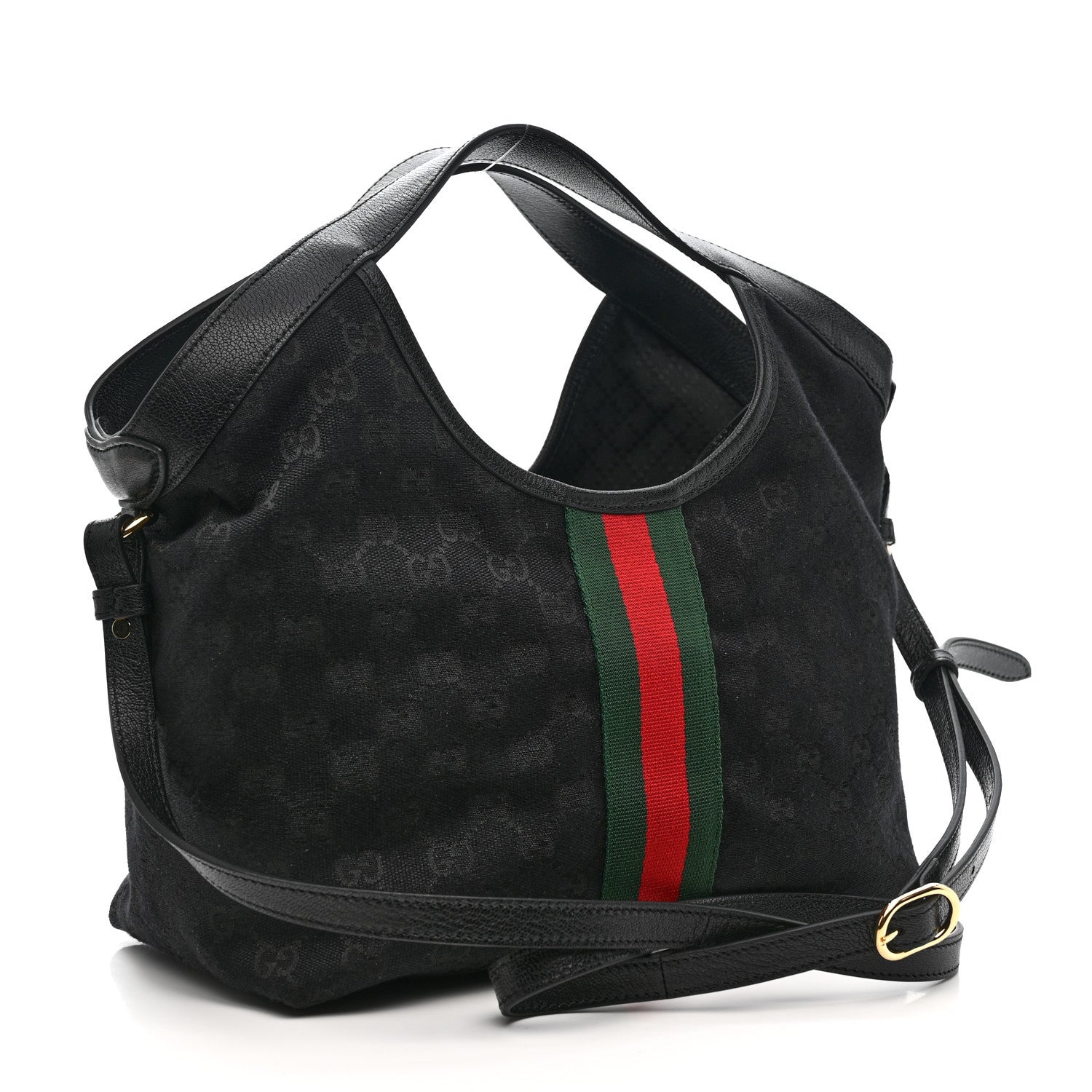 Denim GG Monogram Web Small Giglio Tote Black