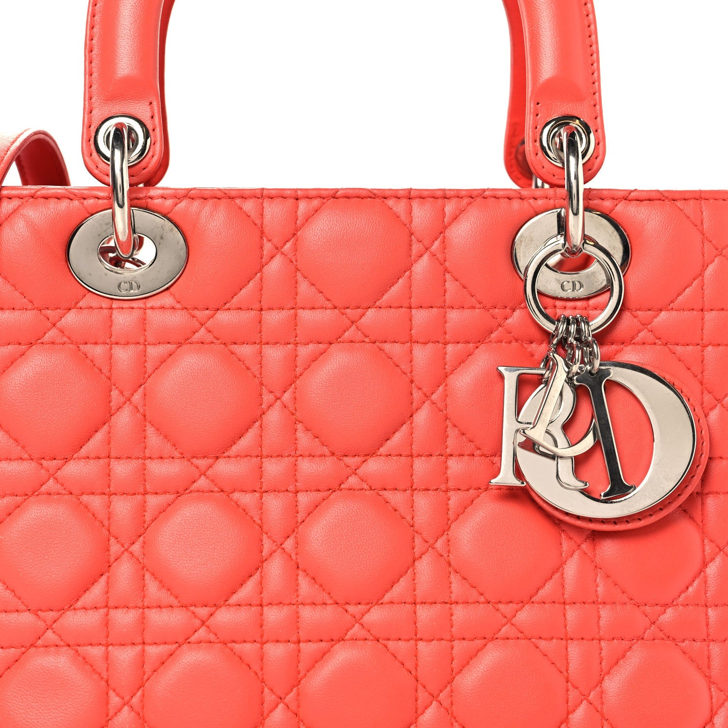 Lambskin Cannage Medium Lady Dior Coral