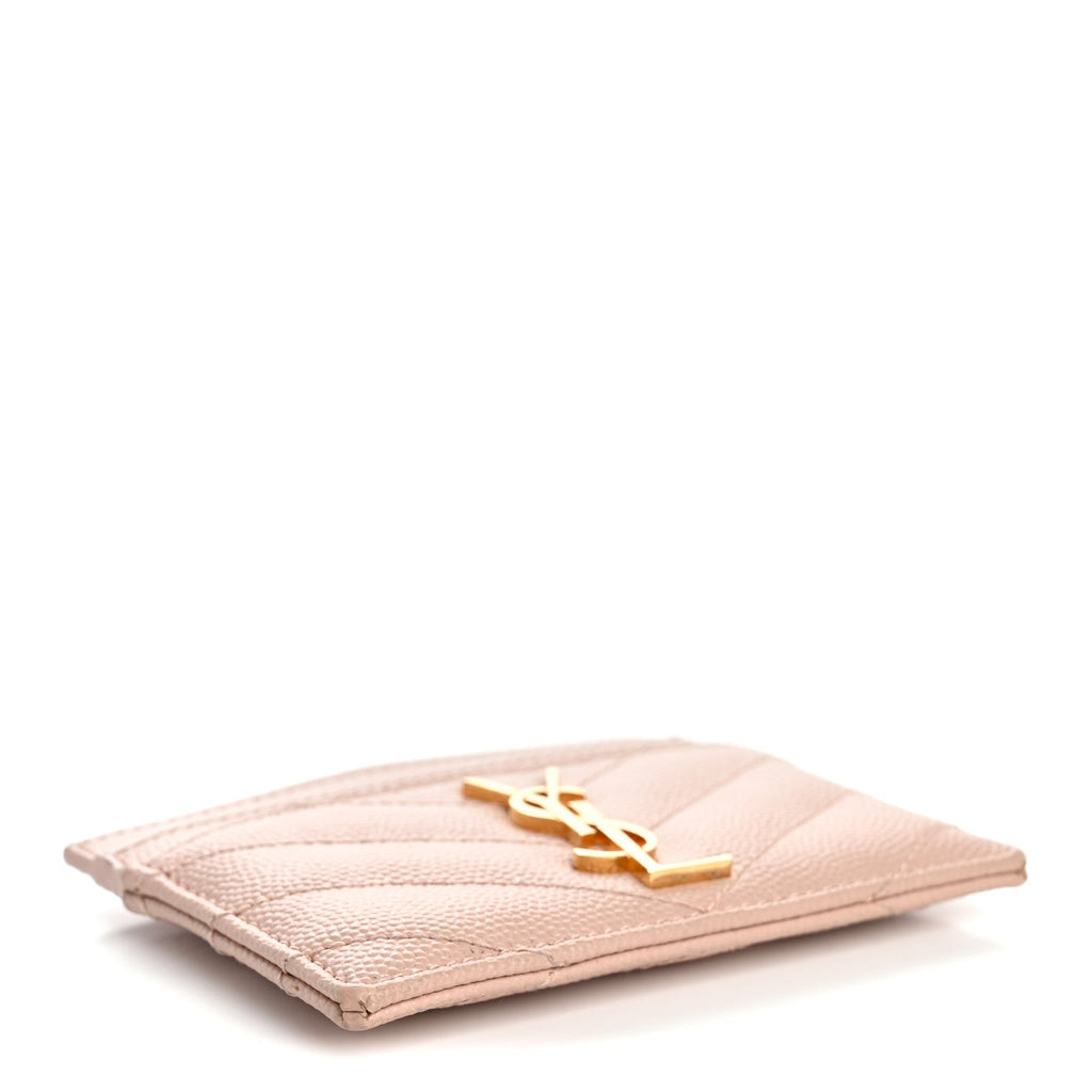 Grain De Poudre Matelasse Chevron Monogram Credit  Case Pale Pink