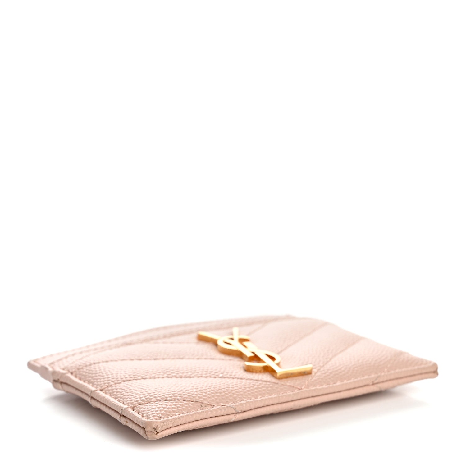 Grain De Poudre Matelasse Chevron Monogram Credit  Case Pale Pink