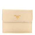 Saffiano Metal Tri-Fold Compact Wallet White