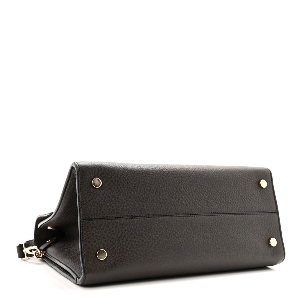 Grained Calfskin Medium Diorever Flap Dark Brown