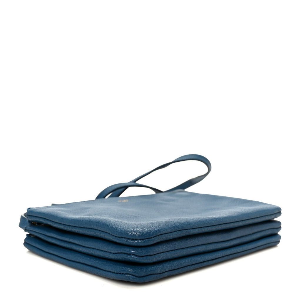 Goatskin Small Trio Crossbody Bag Blue