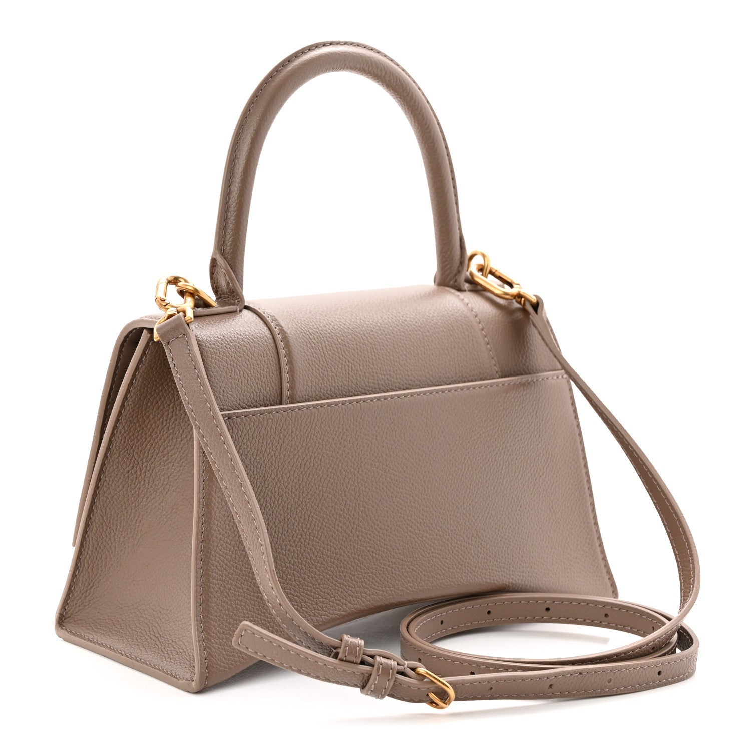Grained Calfskin Small Hourglass Top Handle Bag Mink Grey