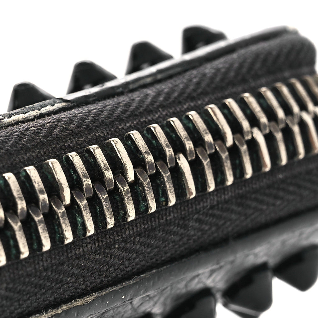 Calfskin Panettone Spiked Zip Around Wallet Black
