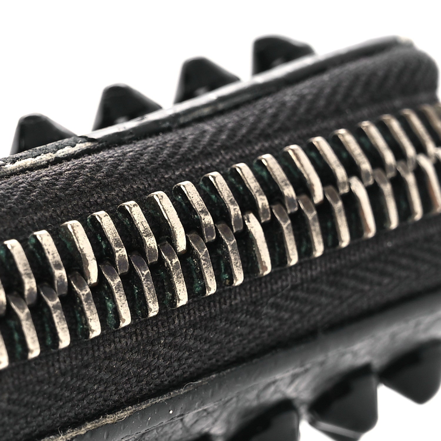 Calfskin Panettone Spiked Zip Around Wallet Black