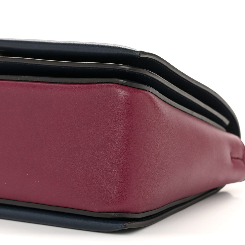 Shiny Smooth Calfskin Medium Frame Shoulder Bag Blue Purple