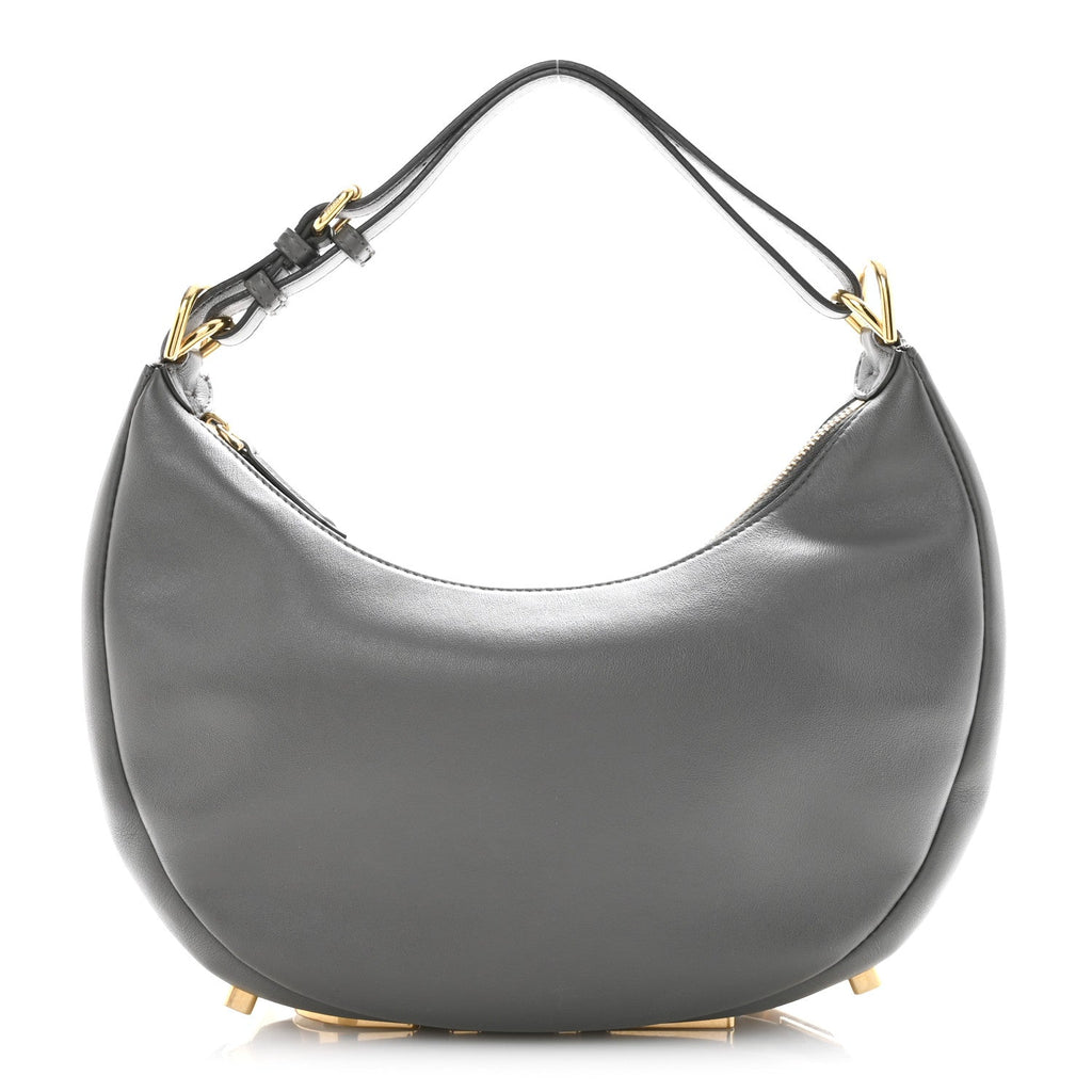 Vitello Grace Matte Small Fendigraphy Hobo Bag Anthracite