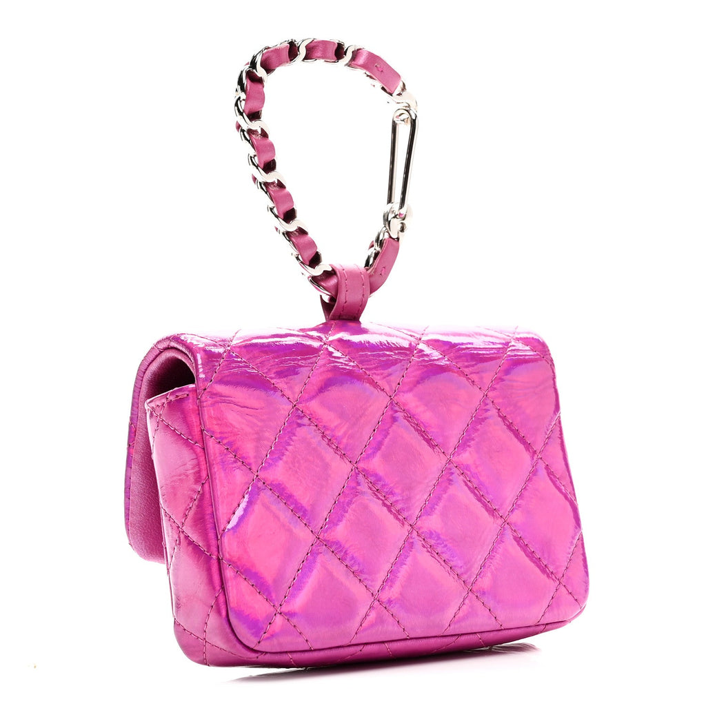 Iridescent Mirror Goatskin Hook  Holder Fuchsia