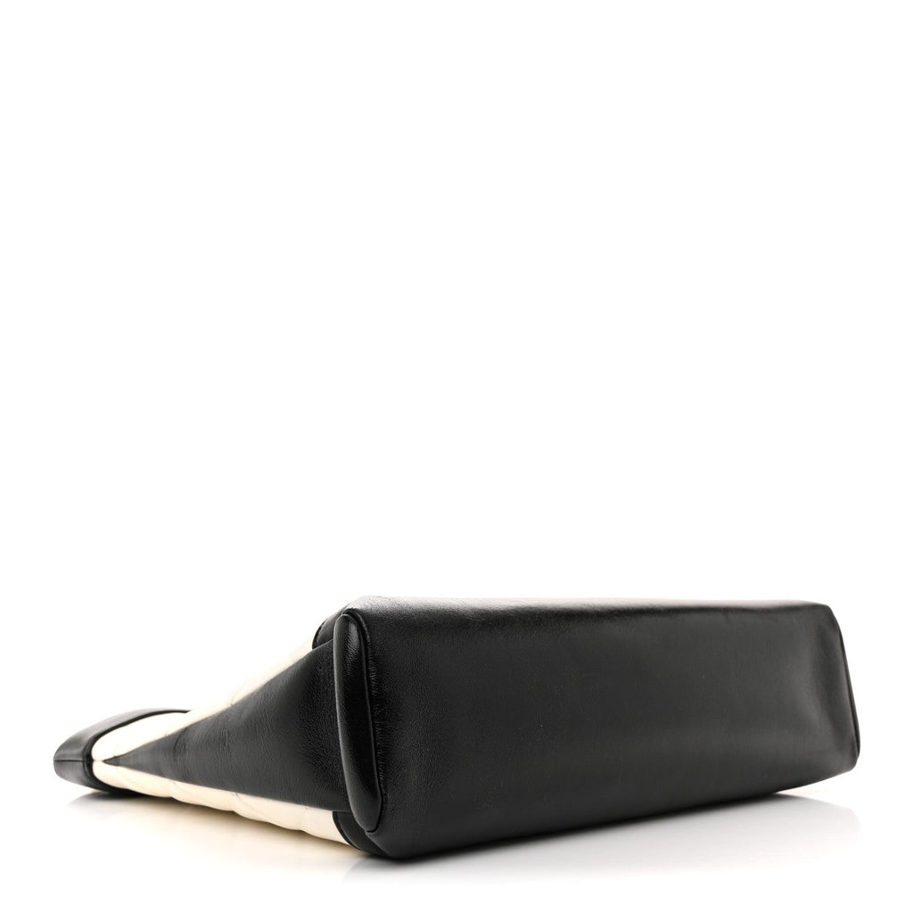Patent Calfskin Quilted Mini 31 Shopping Bag White Black