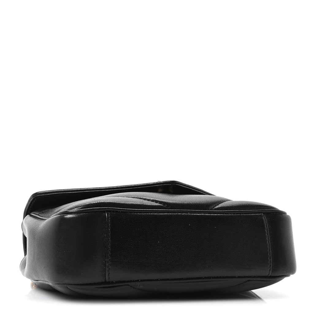 Lambskin Chevron Quilted Mini LouLou Black