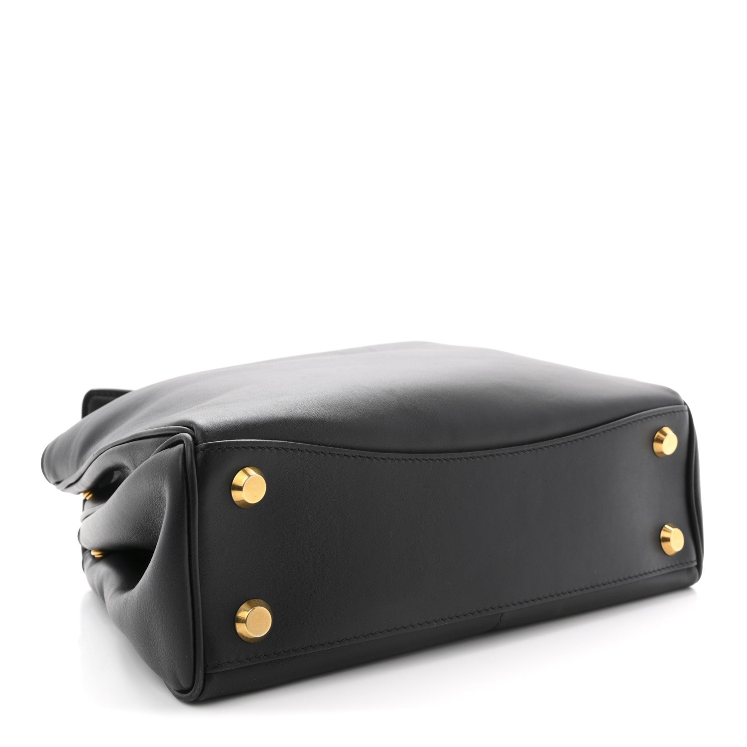 Natural Smooth Calfskin Small Rodeo Top Handle Handbag Black