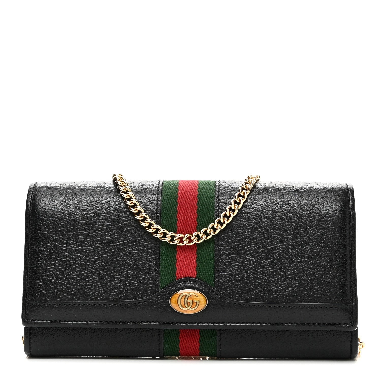 Textured Calfskin Web Ophidia Wallet On Chain Black