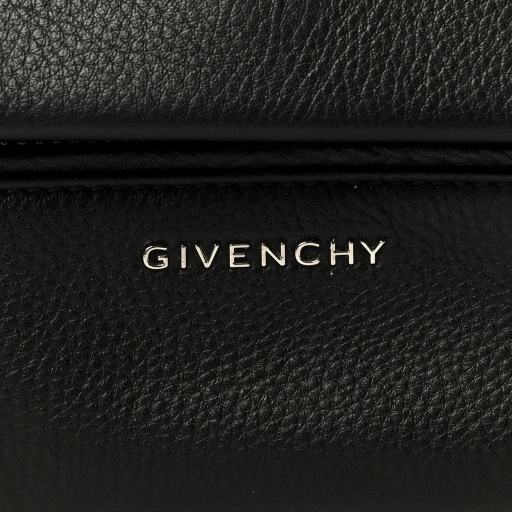 Waxy Grained Calfskin Mini Pandora Pure Flap Bag Black