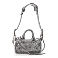 Metallic Agneau Arena Mini Le Cagole Duffle Crossbody Bag Silver