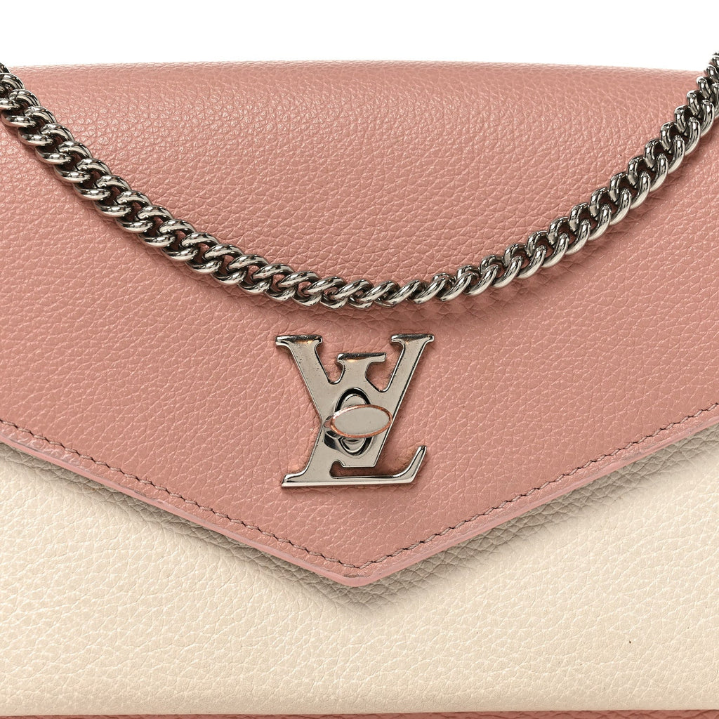 Calfskin My Lockme Chain Pochette Rose Ballet White