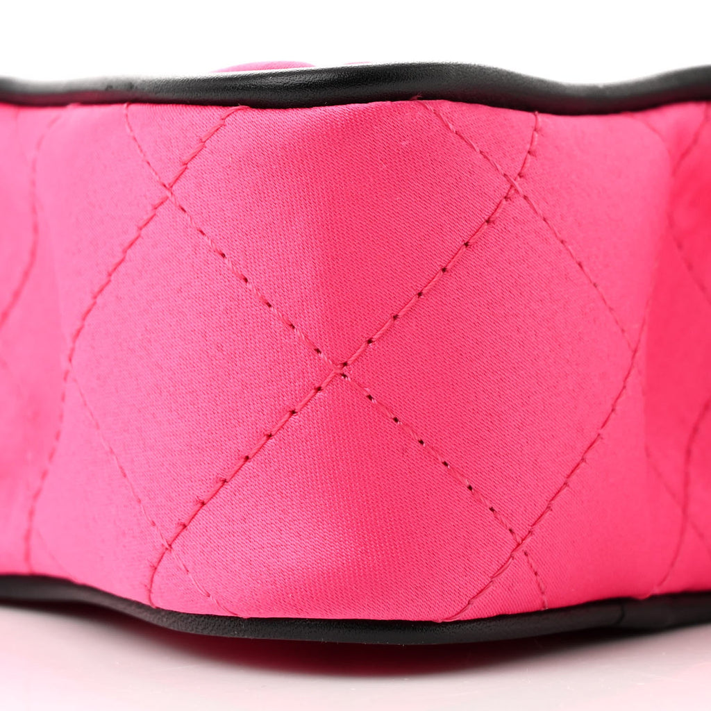 Satin Quilted Walk of Fame Star Bag Fuchsia Black