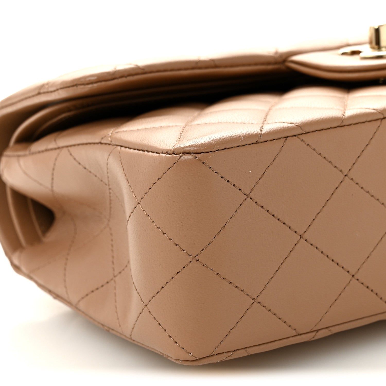 Lambskin Quilted Small Double Flap Brown