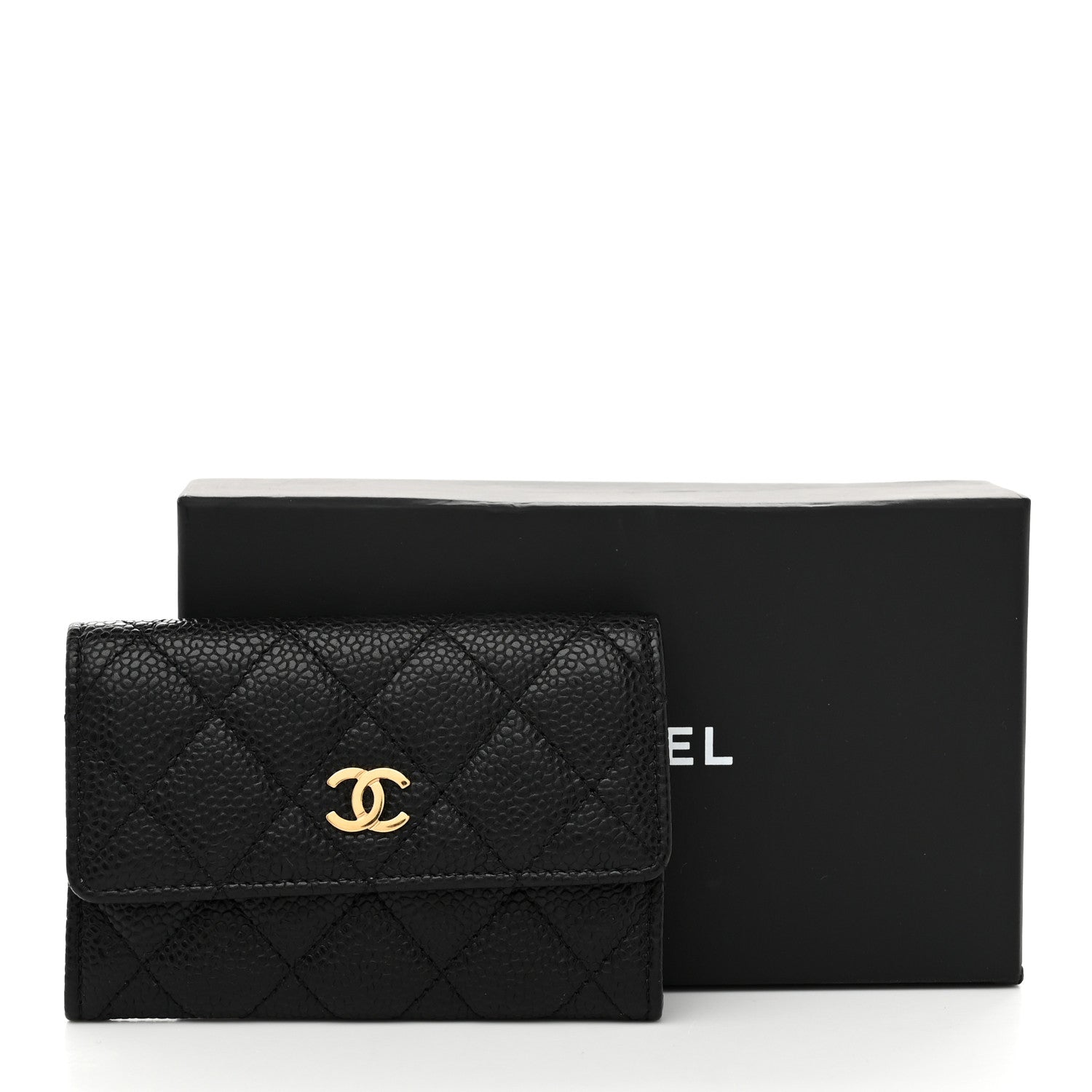 Caviar Quilted Flap  Holder Black