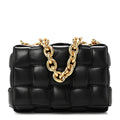 Lambskin Maxi Intreccio Padded Chain Cassette Crossbody Bag Black