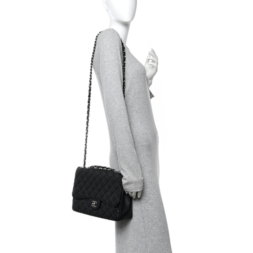 Caviar Quilted Jumbo Single Flap Black