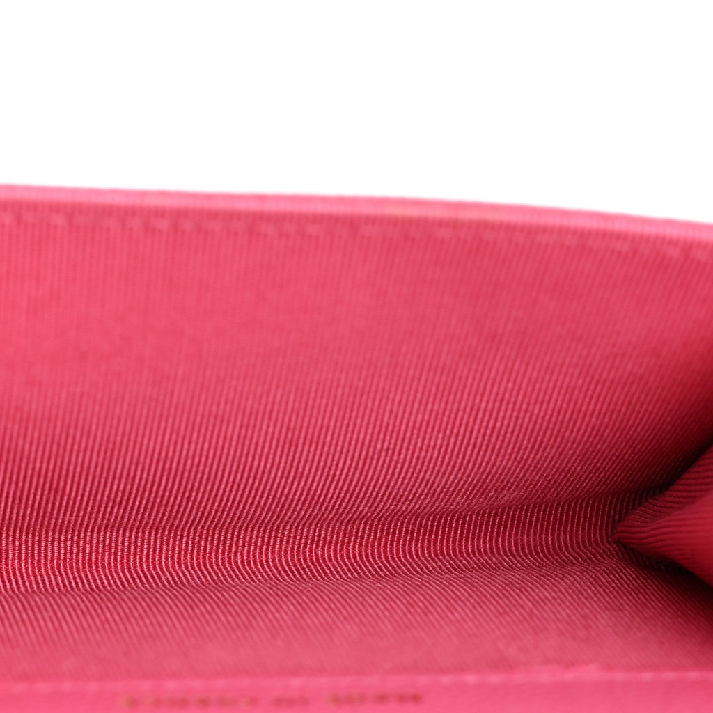 Caviar Quilted Flap  Holder Wallet Pink