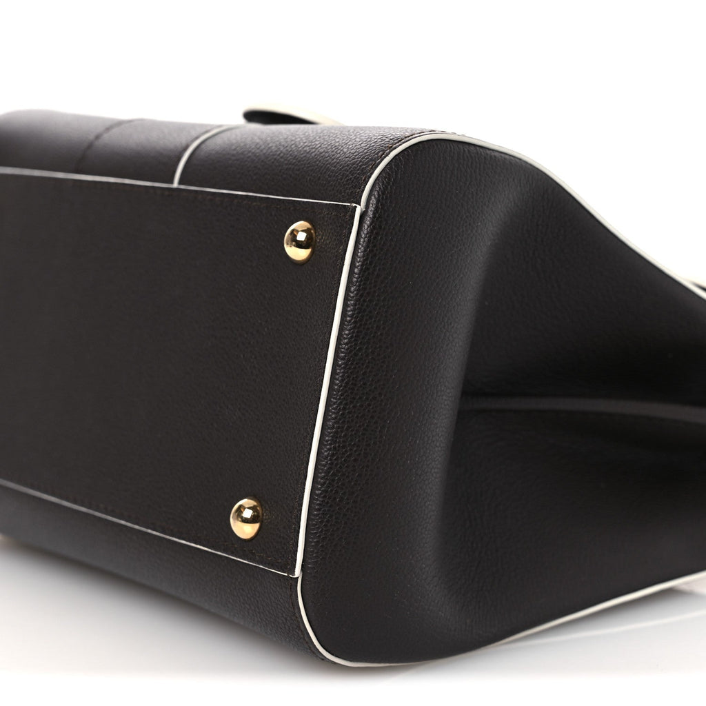 Grained Calfskin Bi-Color Brillant Mini Satchel Black