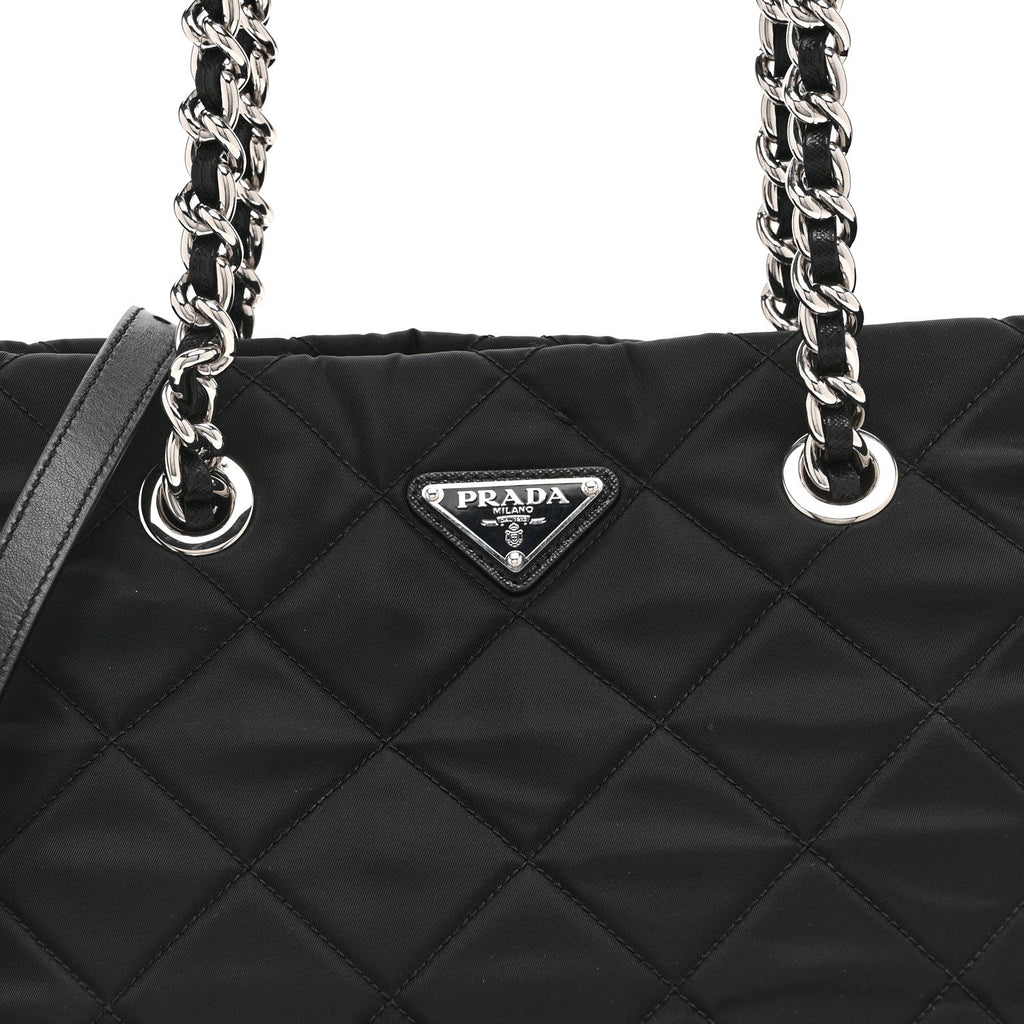 Nylon Tessuto Impuntu Quilted Tote Black