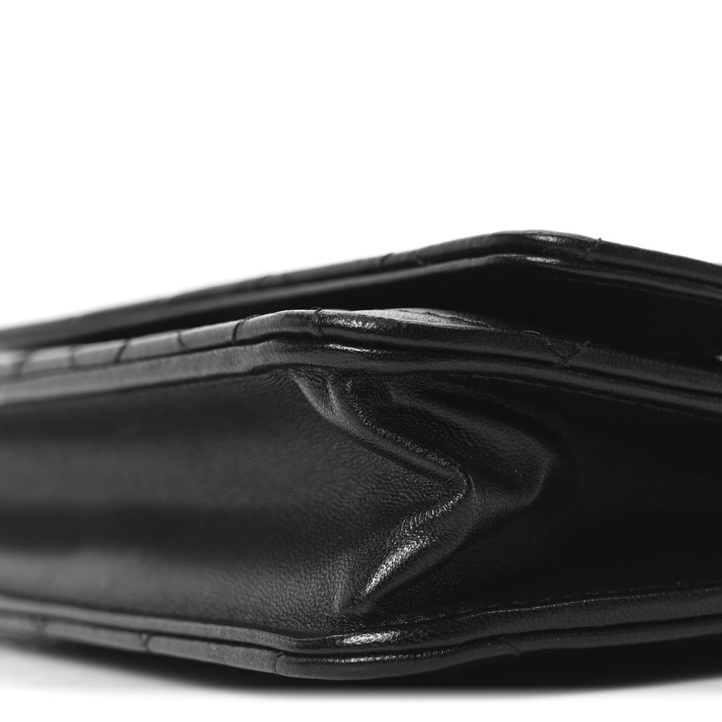 Lambskin Quilted Wallet On Chain WOC Black