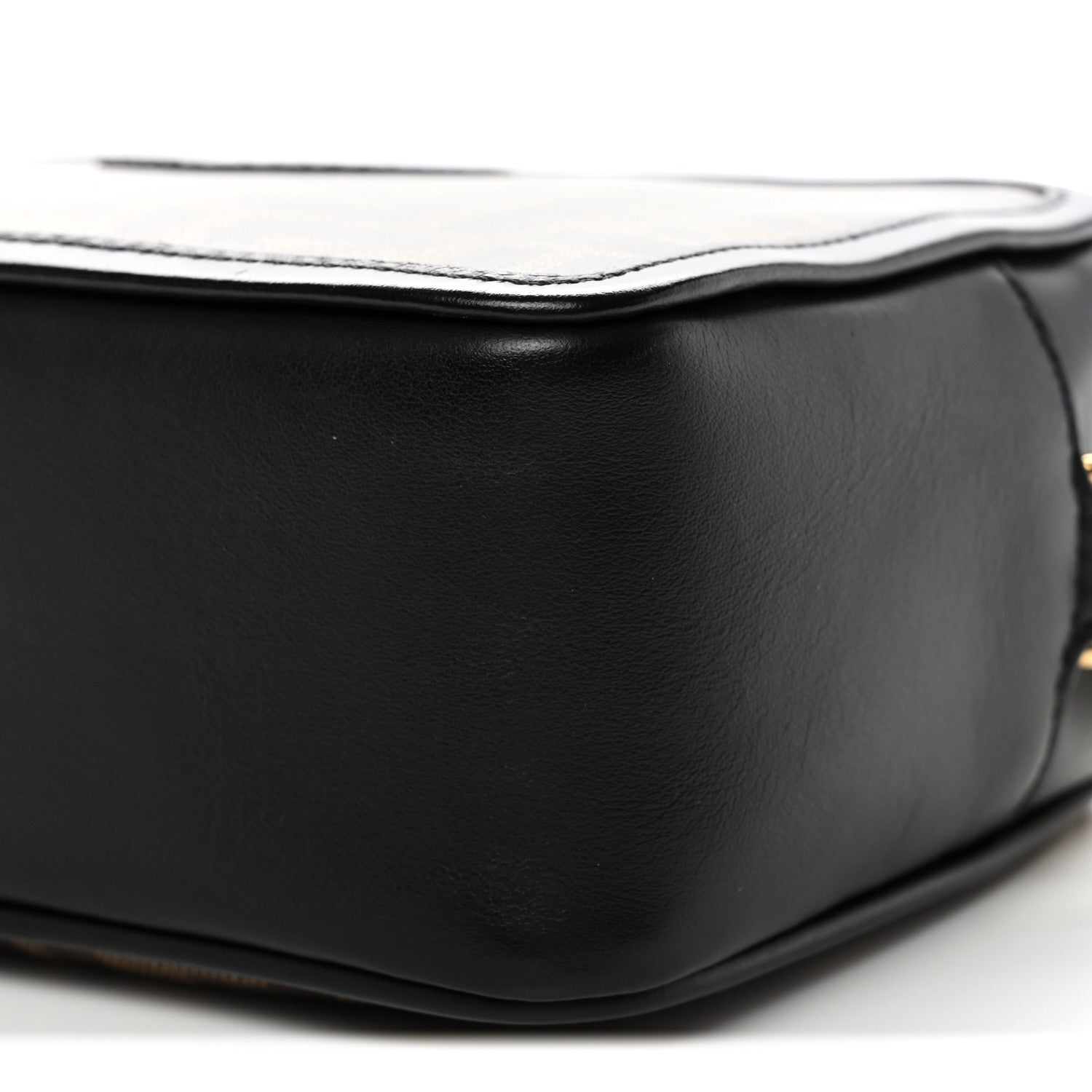 Glazed Fabric Vitello Century FF 1974 Stamp Patch Mini Camera Case Mogano Panna Black