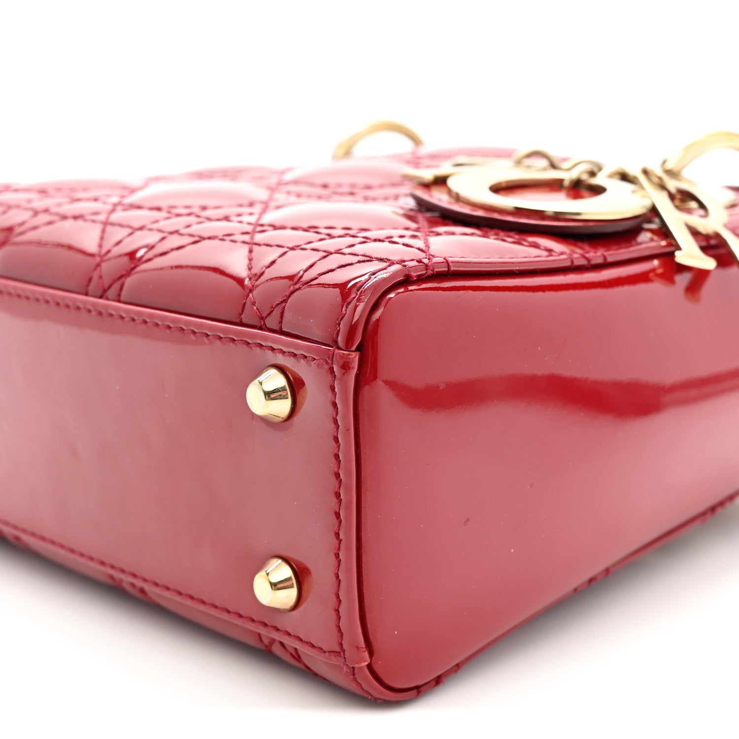 Patent Cannage Mini Lady Dior Red
