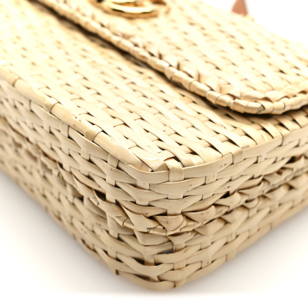 Glazed Wicker Small Cestino Shoulder Bag Natural