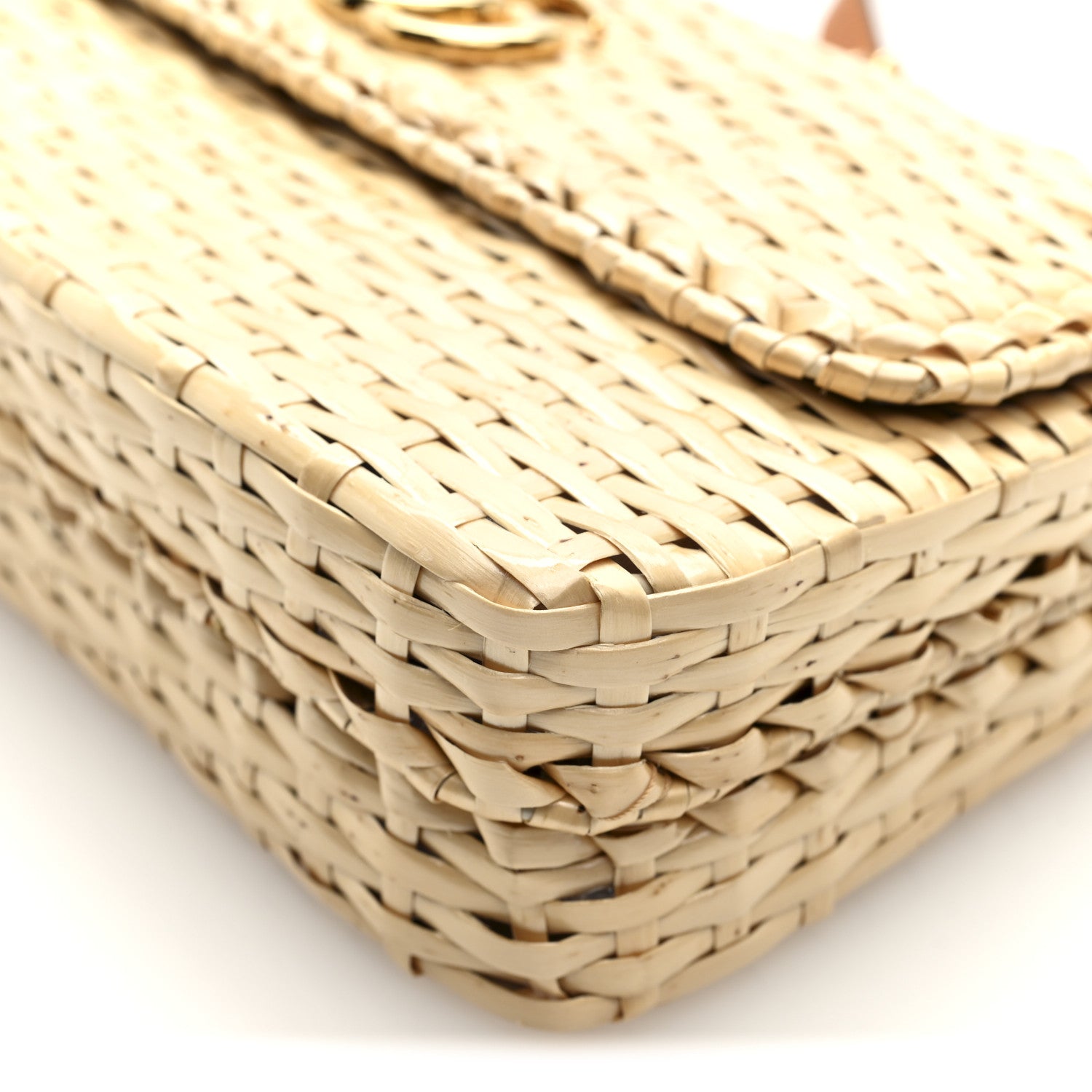 Glazed Wicker Small Cestino Shoulder Bag Natural
