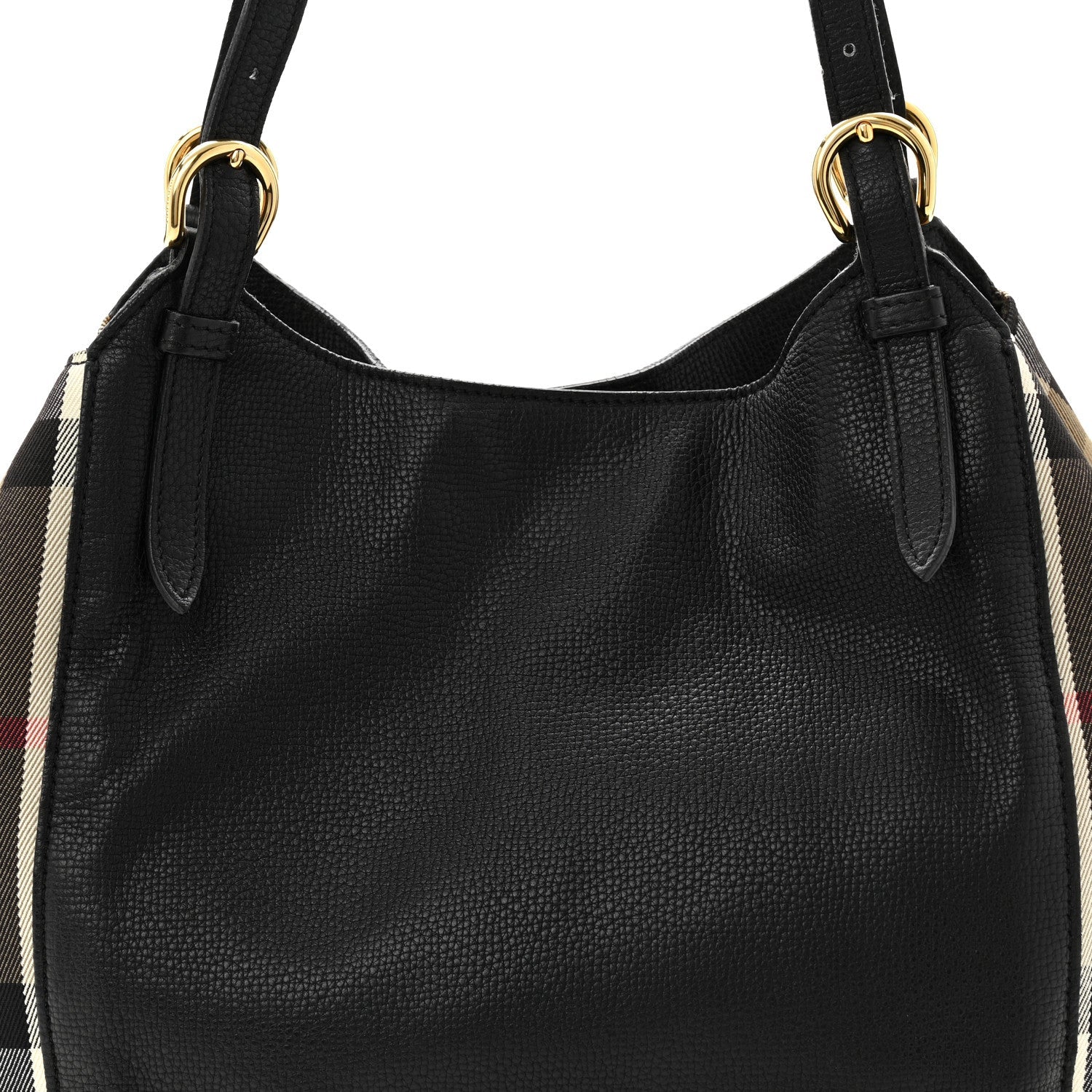 Grainy Calfskin House Check Small Canterbury Black
